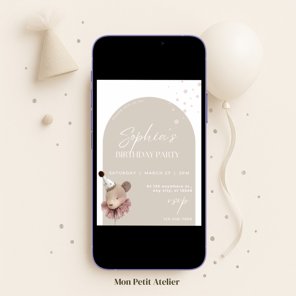 Beige feestbeer | uitnodiging