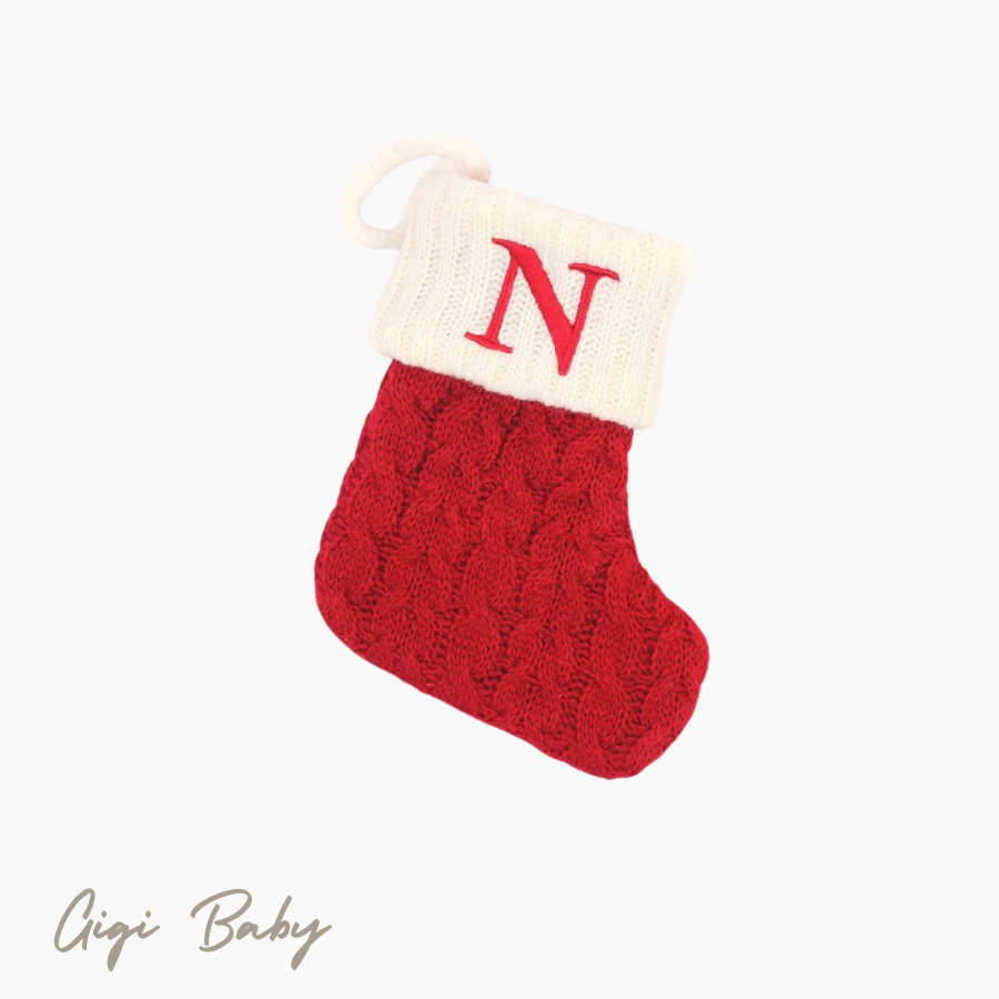 Eerste kerst sokje met letter
