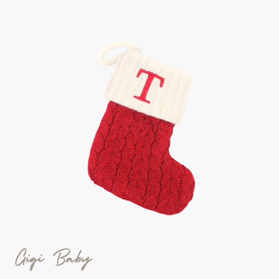 Eerste kerst sokje met letter