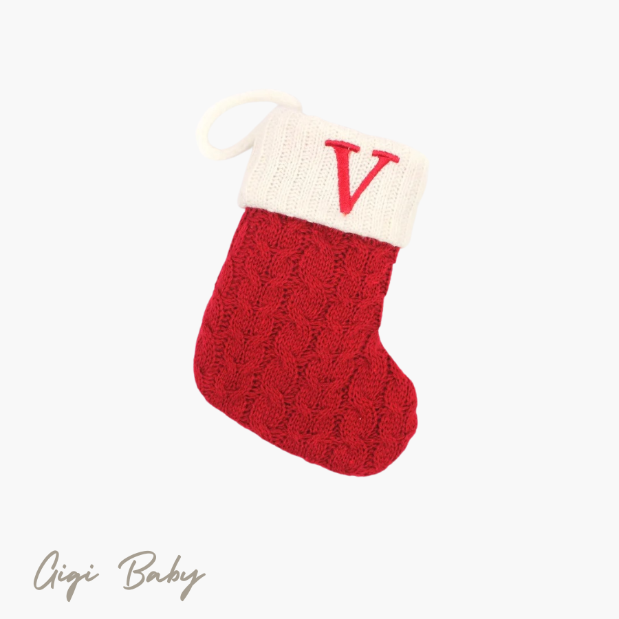 Eerste kerst sokje met letter