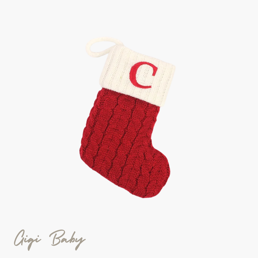 Eerste kerst sokje met letter