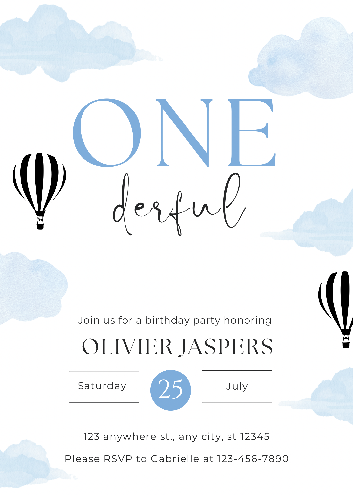 Onederful luchtballon | uitnodiging