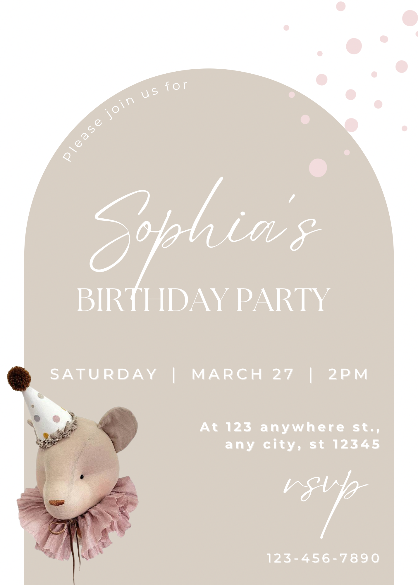 Beige feestbeer | uitnodiging