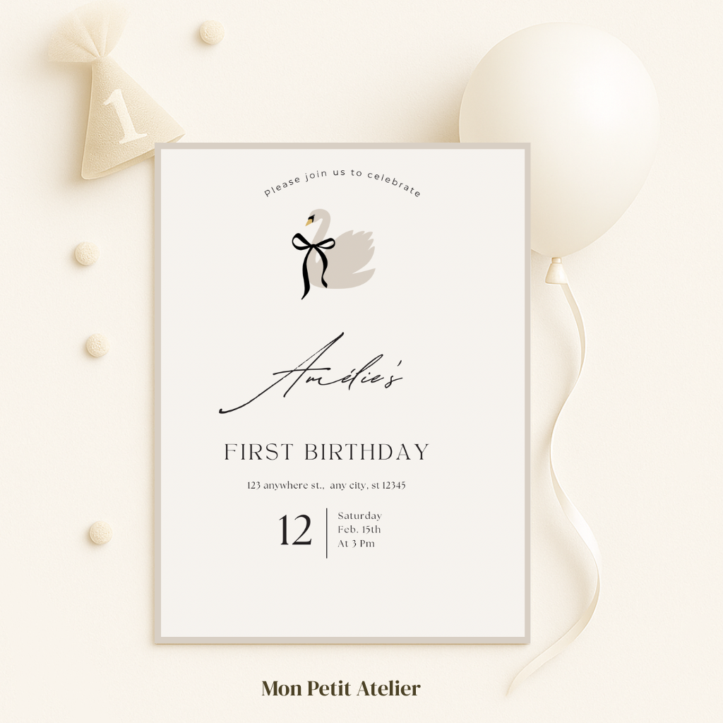 Zwaan met strikje | uitnodiging