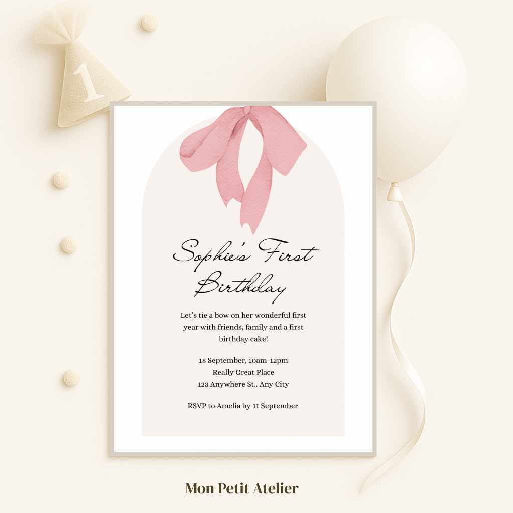 Roze strik | uitnodiging