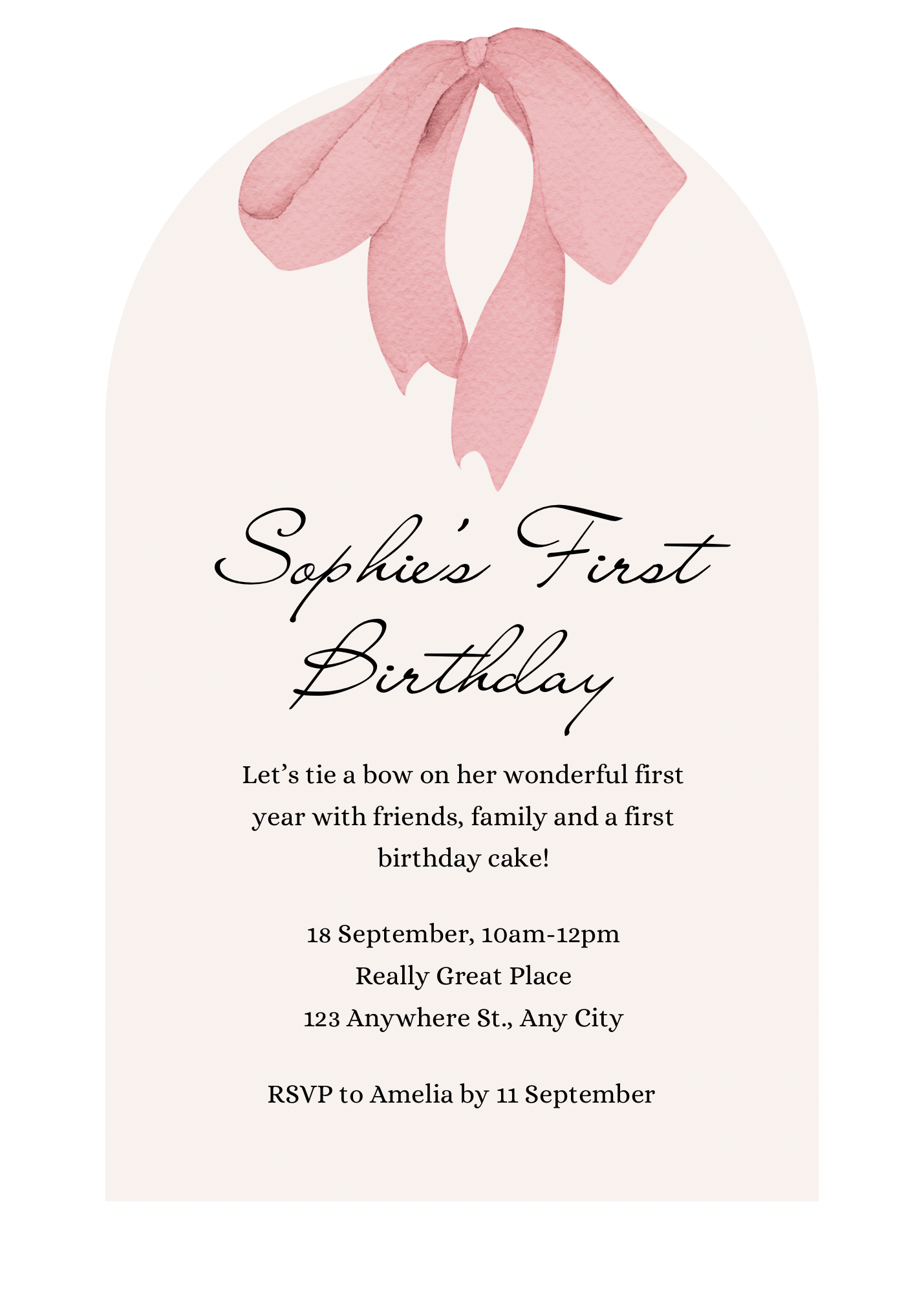 Roze strik | uitnodiging