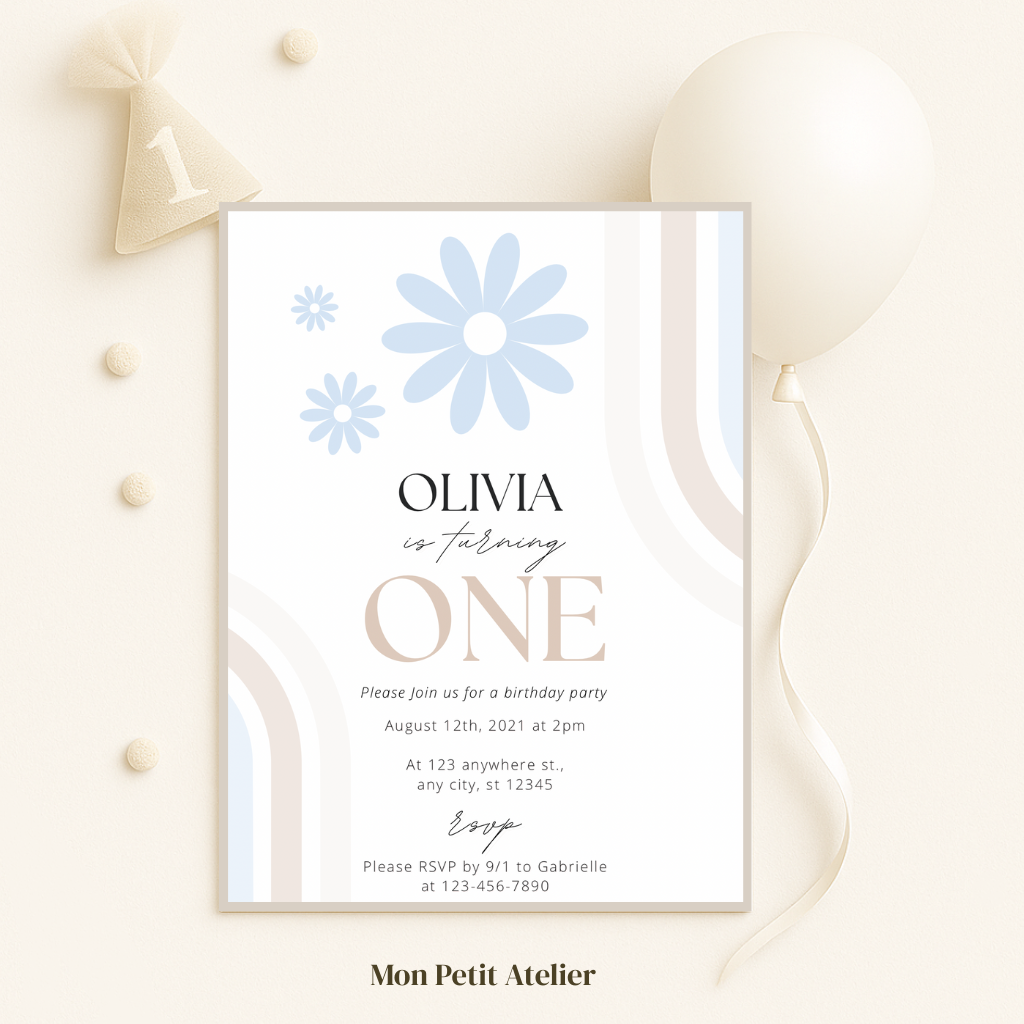 Daisy flower blue | uitnodiging