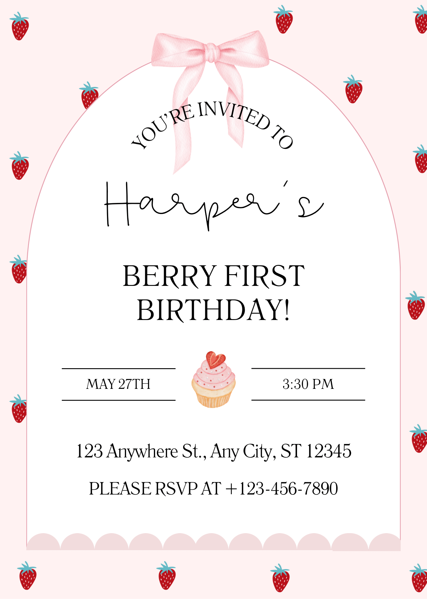 Berry First Birthday aarbei | uitnodiging