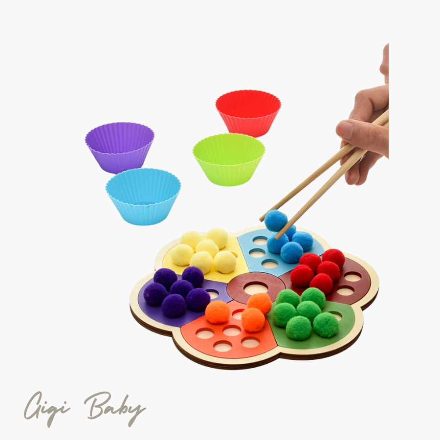 Pompom kleuren spel montessori