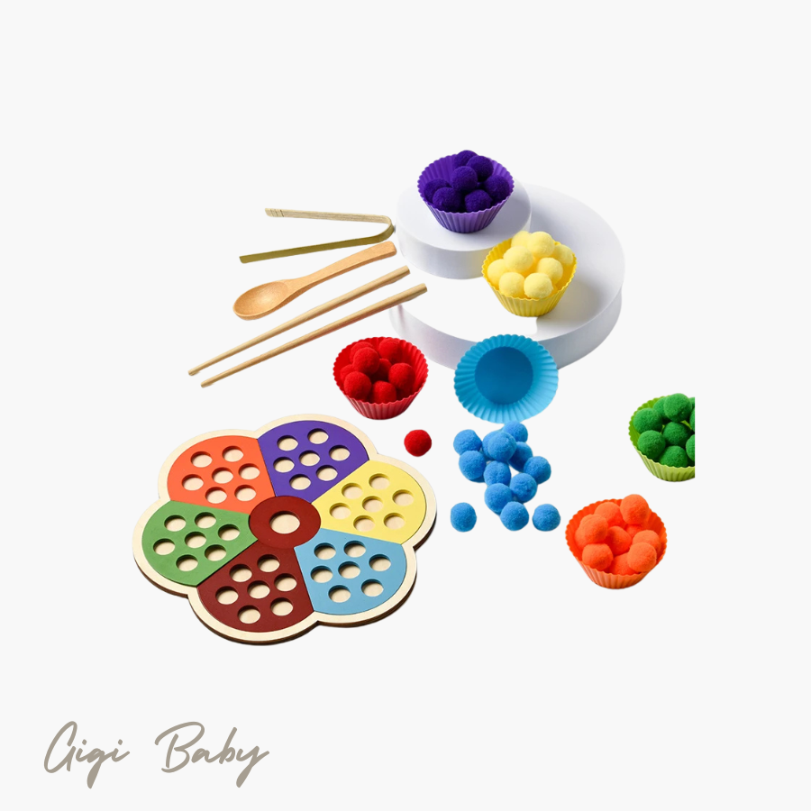 Pompom kleuren spel montessori
