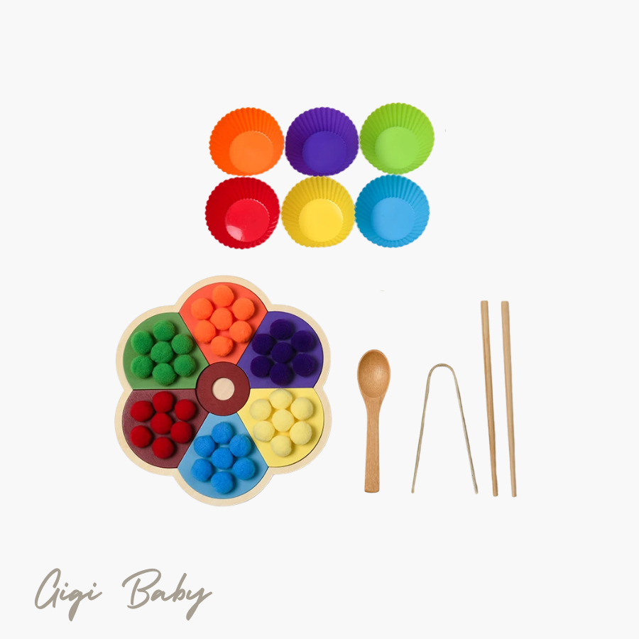 Pompom kleuren spel montessori