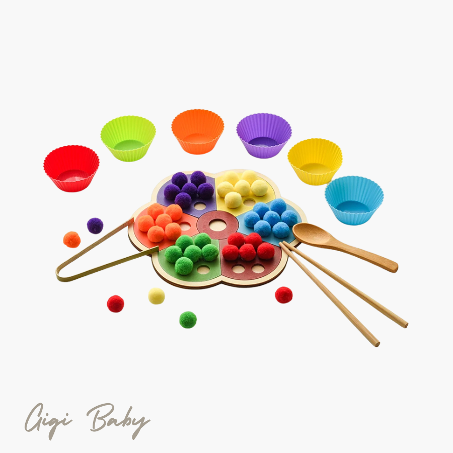 Pompom kleuren spel montessori