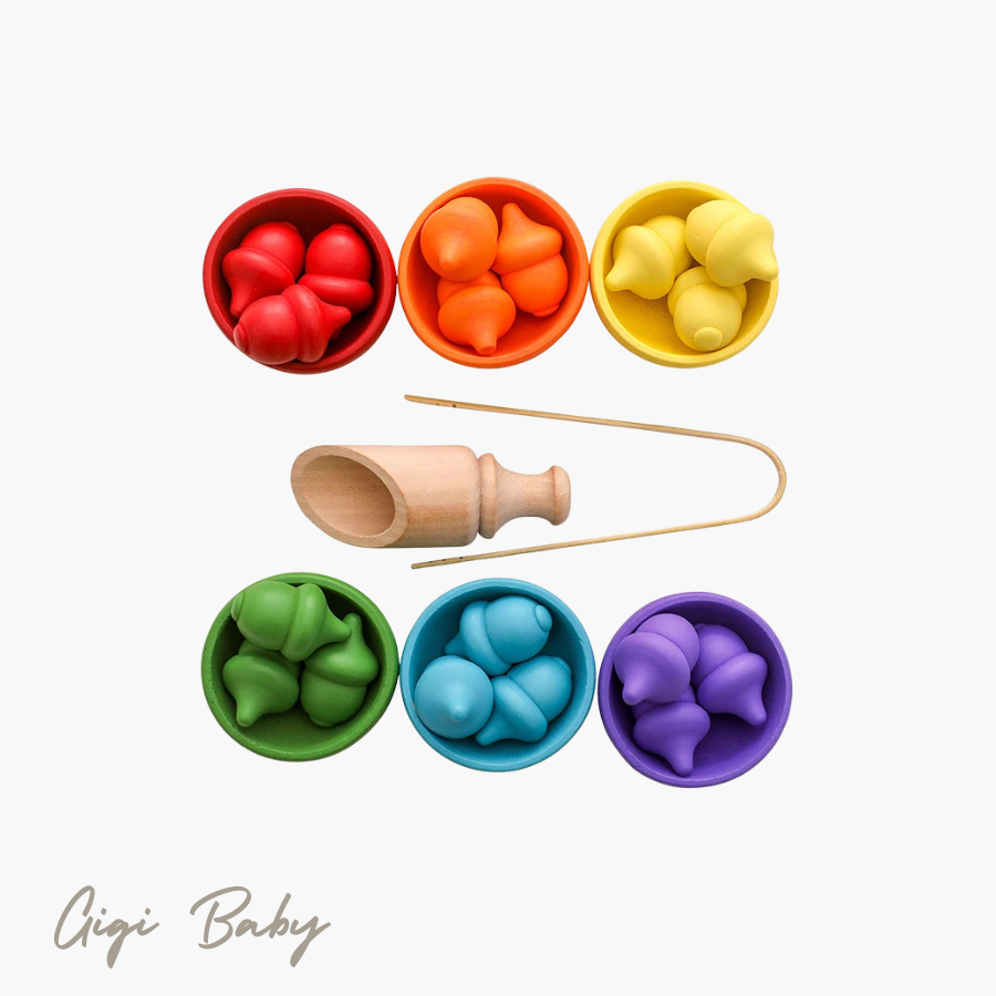 Regenboog kleuren montessori spel
