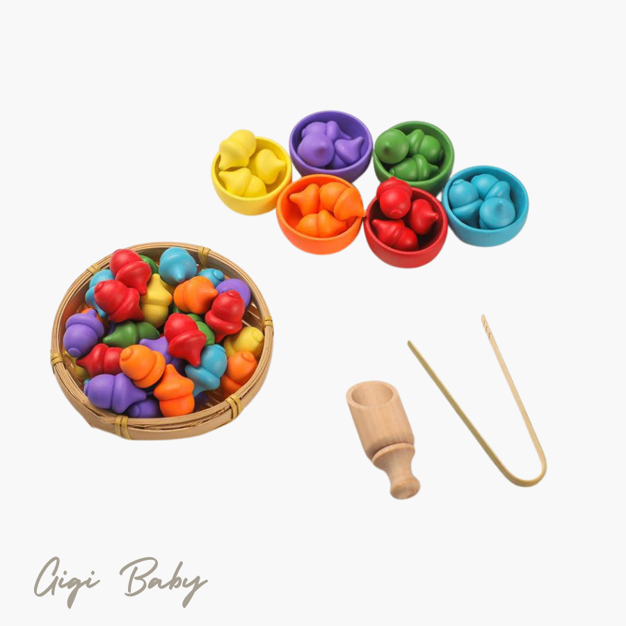 Regenboog kleuren montessori spel