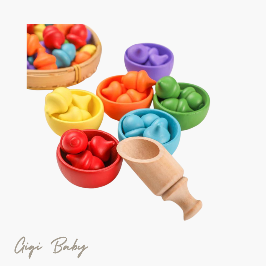Regenboog kleuren montessori spel