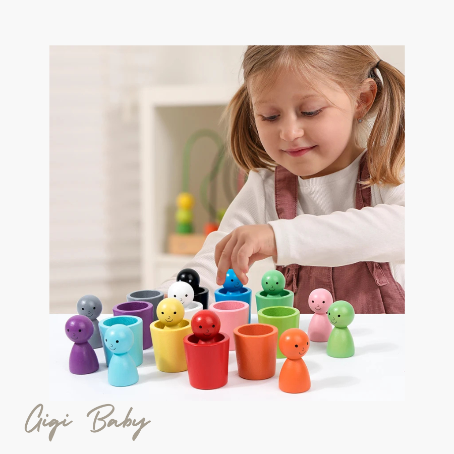 Kleuren poppetjes set van hout