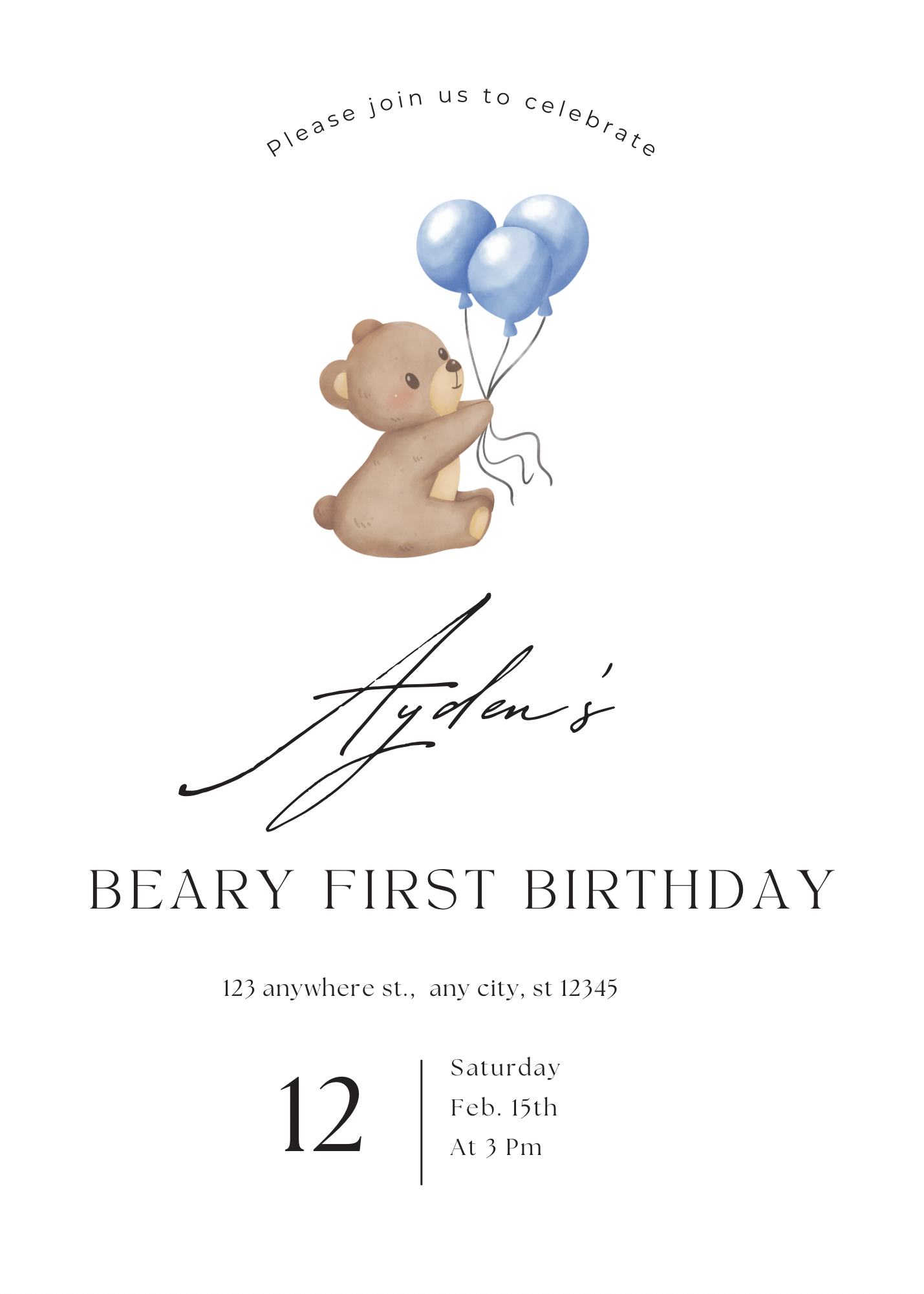 Beary First Birthday | uitnodiging