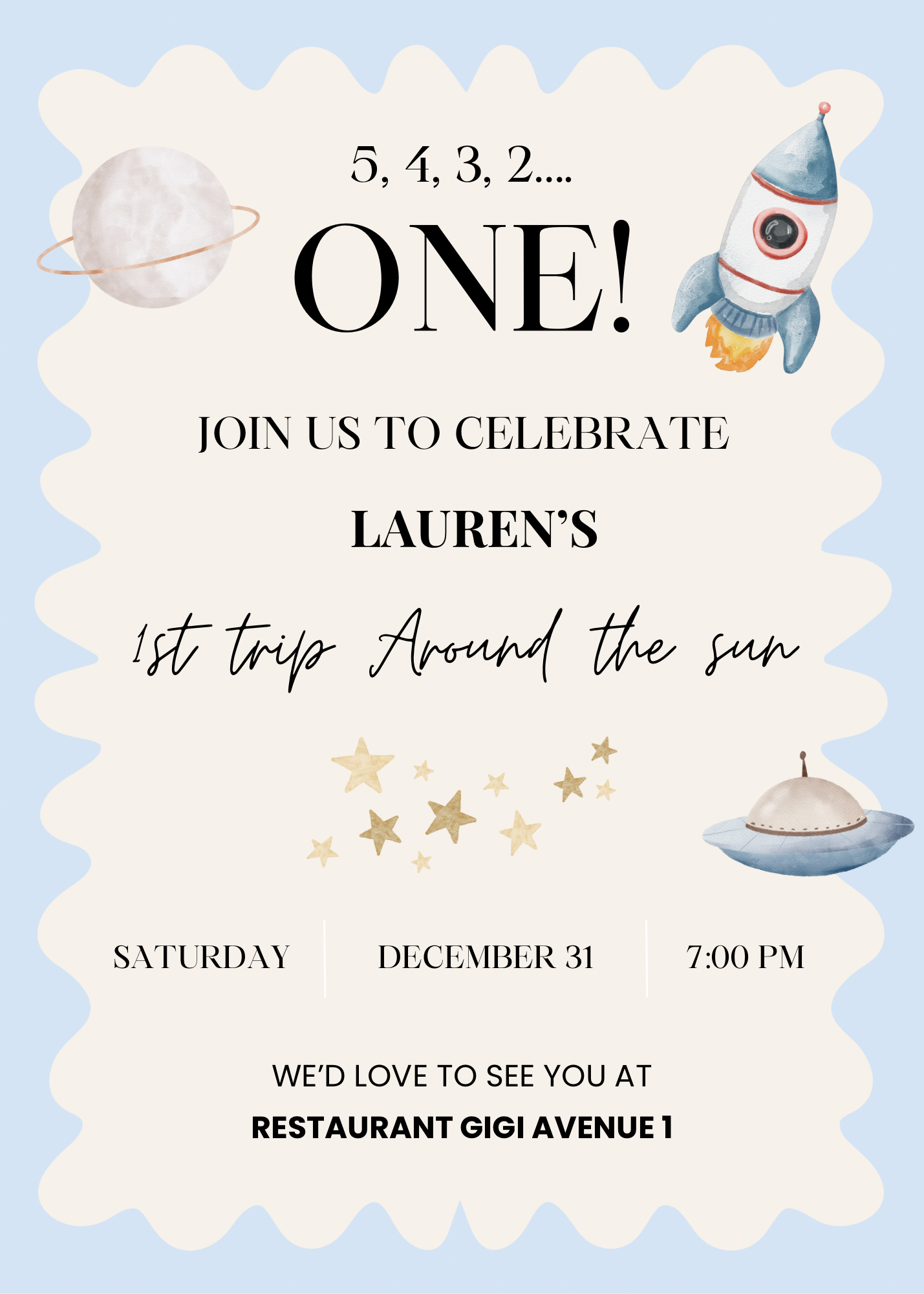 1st trip around the sun | uitnodiging