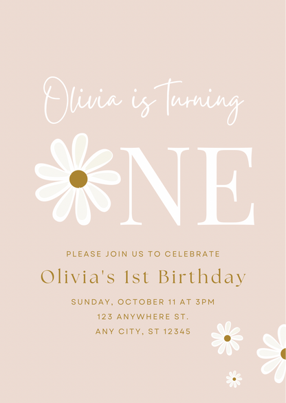 Daisy flower pink | uitnodiging