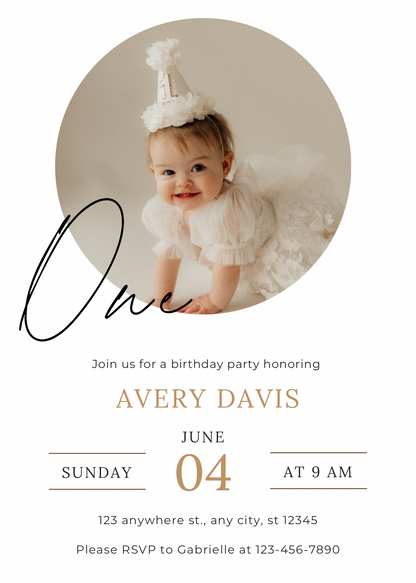 First Birthday picture | uitnodiging