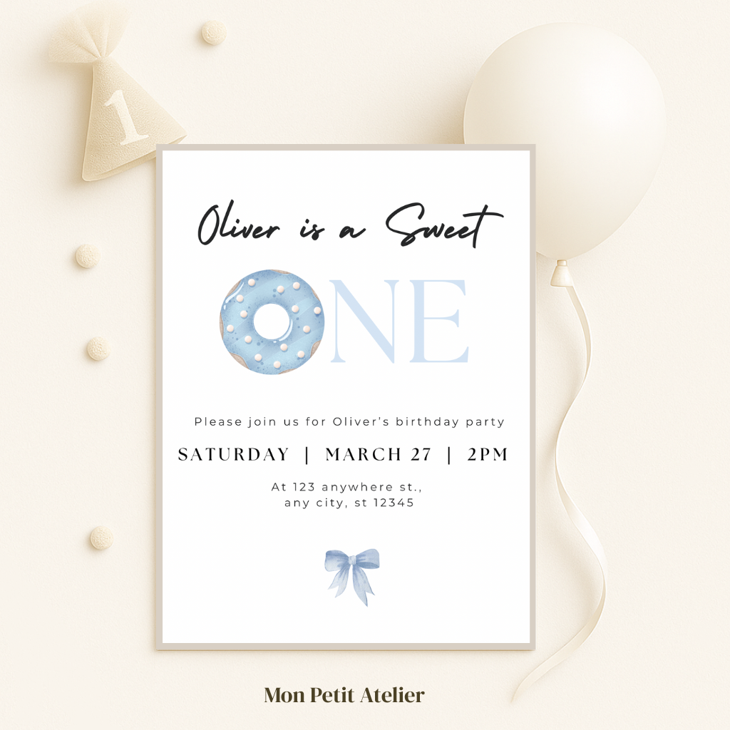 Sweet One blauw | uitnodiging