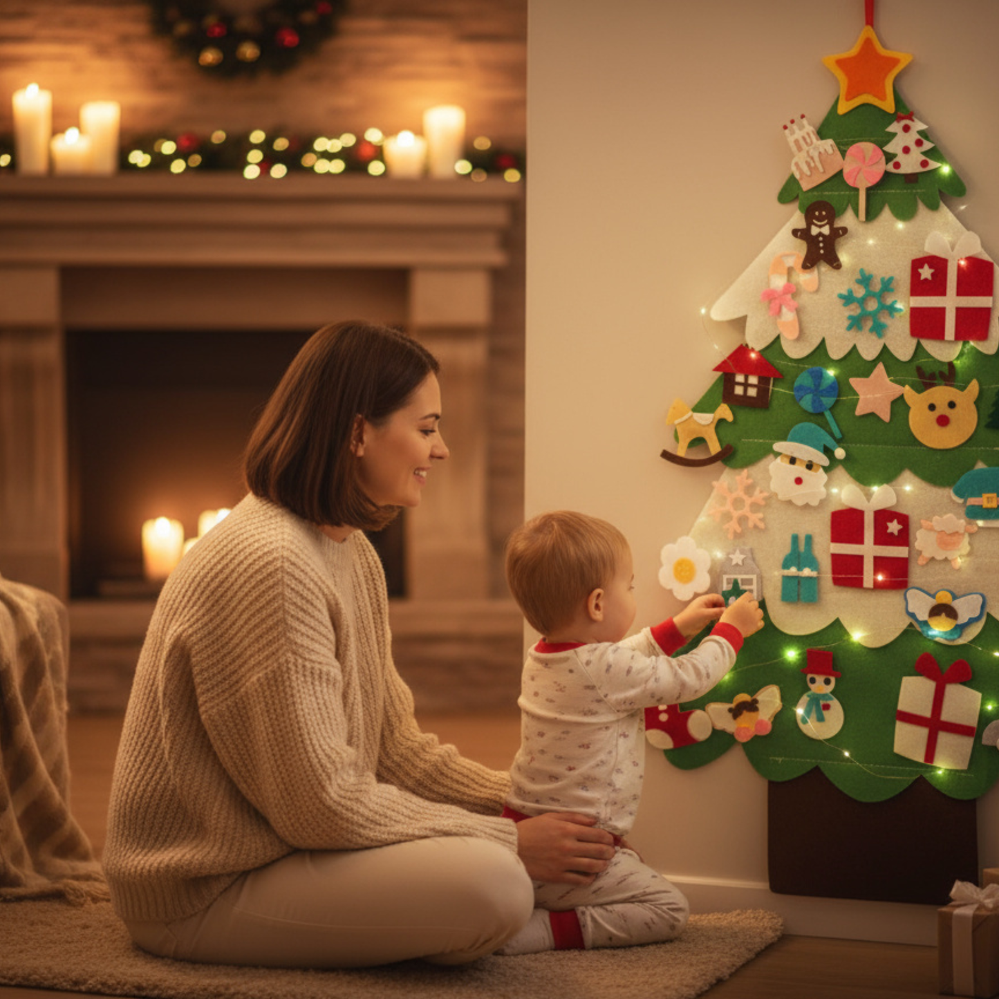 DIY Vilten Kerstboom met lichtjes