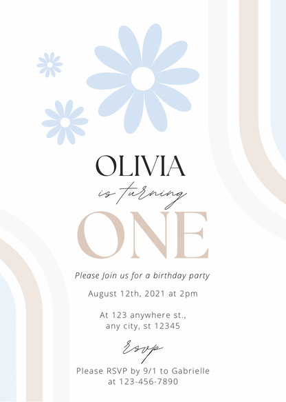 Daisy flower blue | uitnodiging