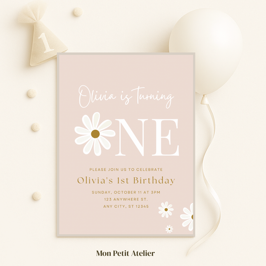 Daisy flower pink | uitnodiging