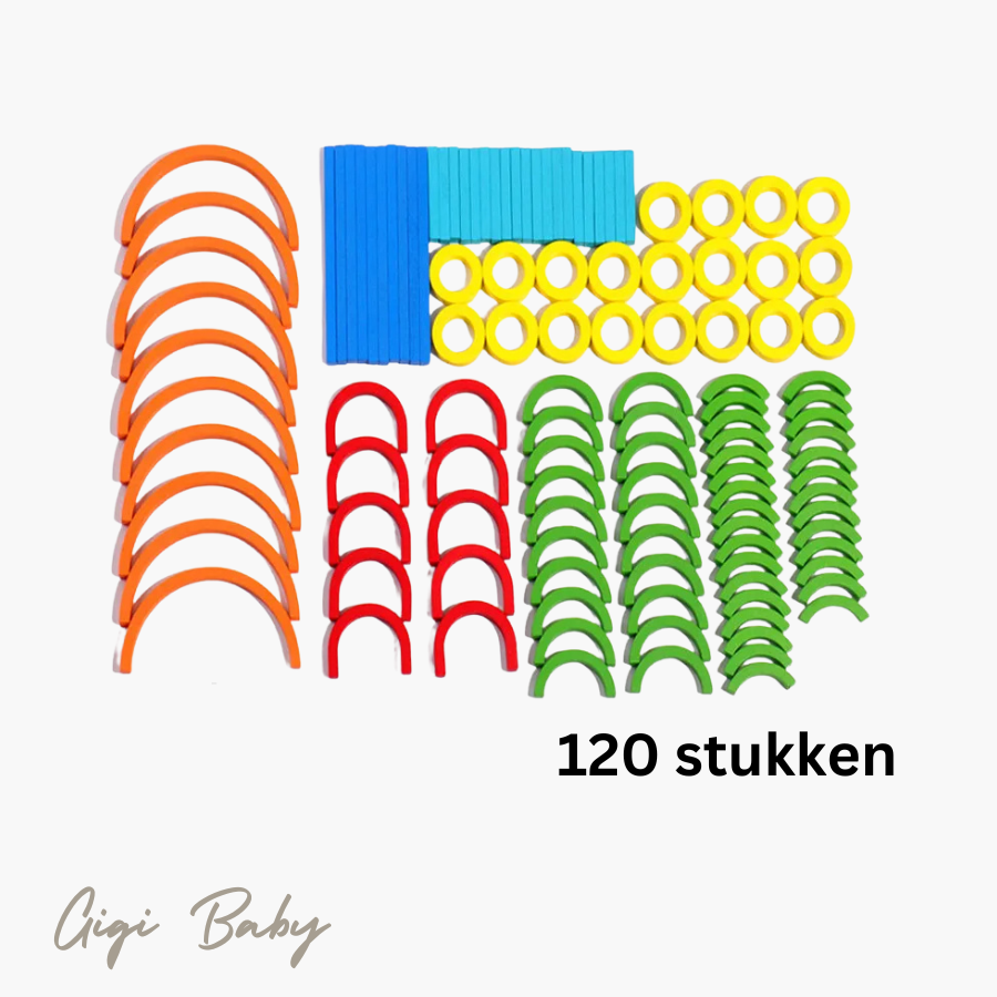 Houten stokken en ringen puzzelspel