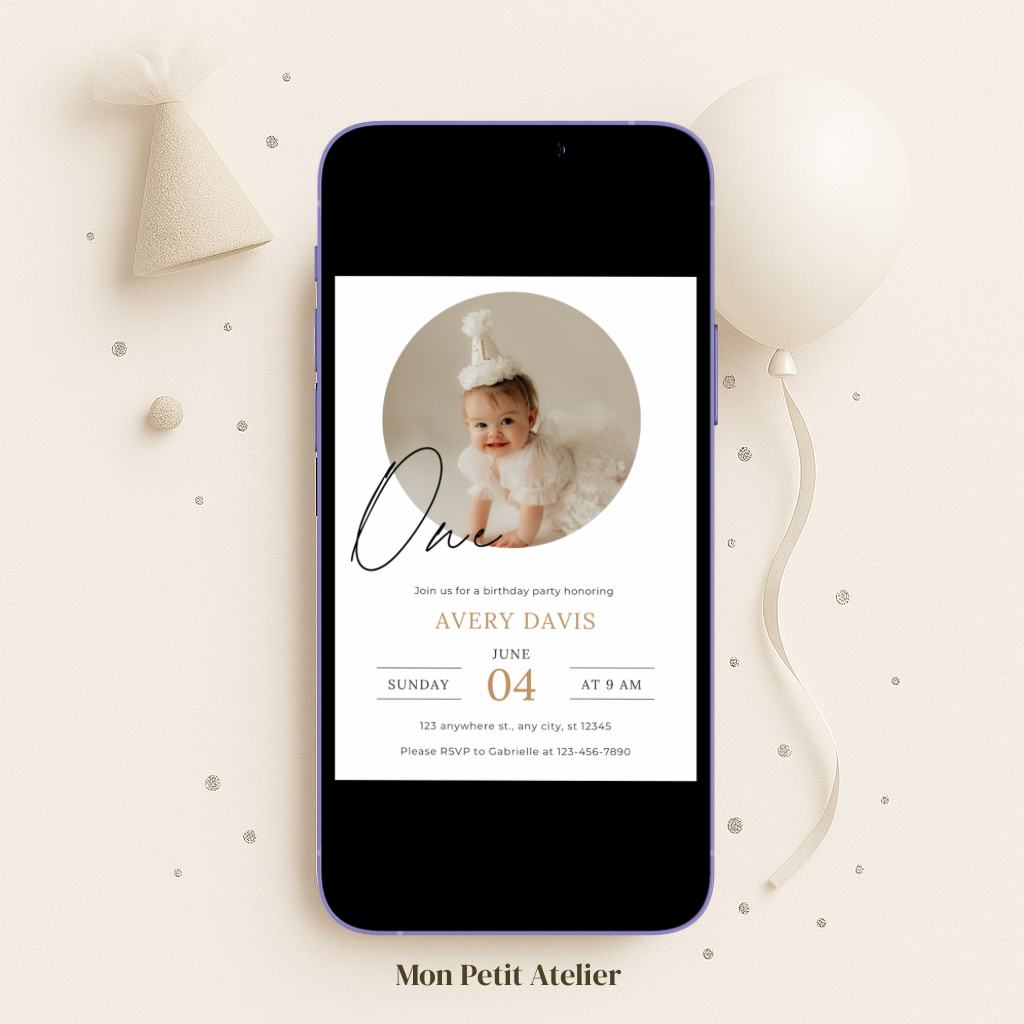 First Birthday picture | uitnodiging