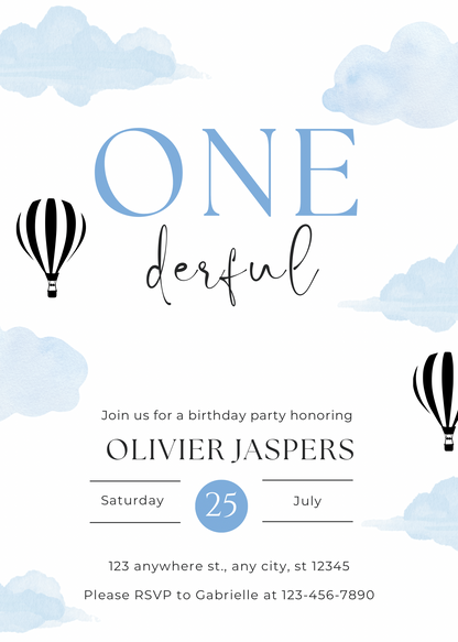 Onederful luchtballon | uitnodiging