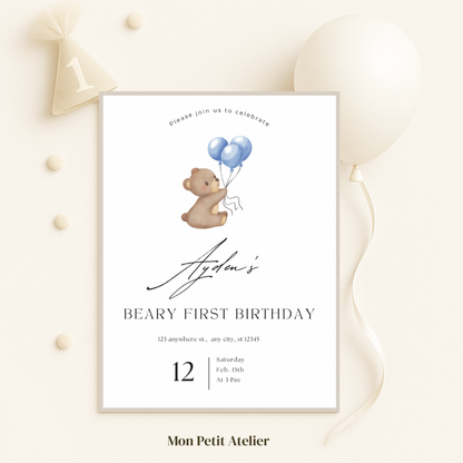 Beary First Birthday | uitnodiging