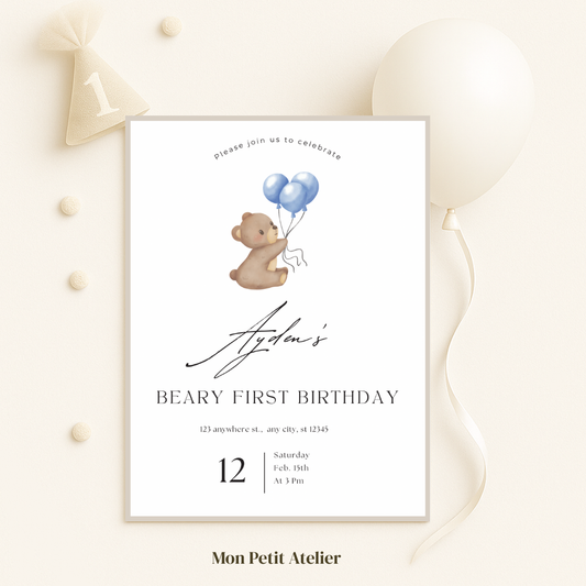 Beary First Birthday | uitnodiging