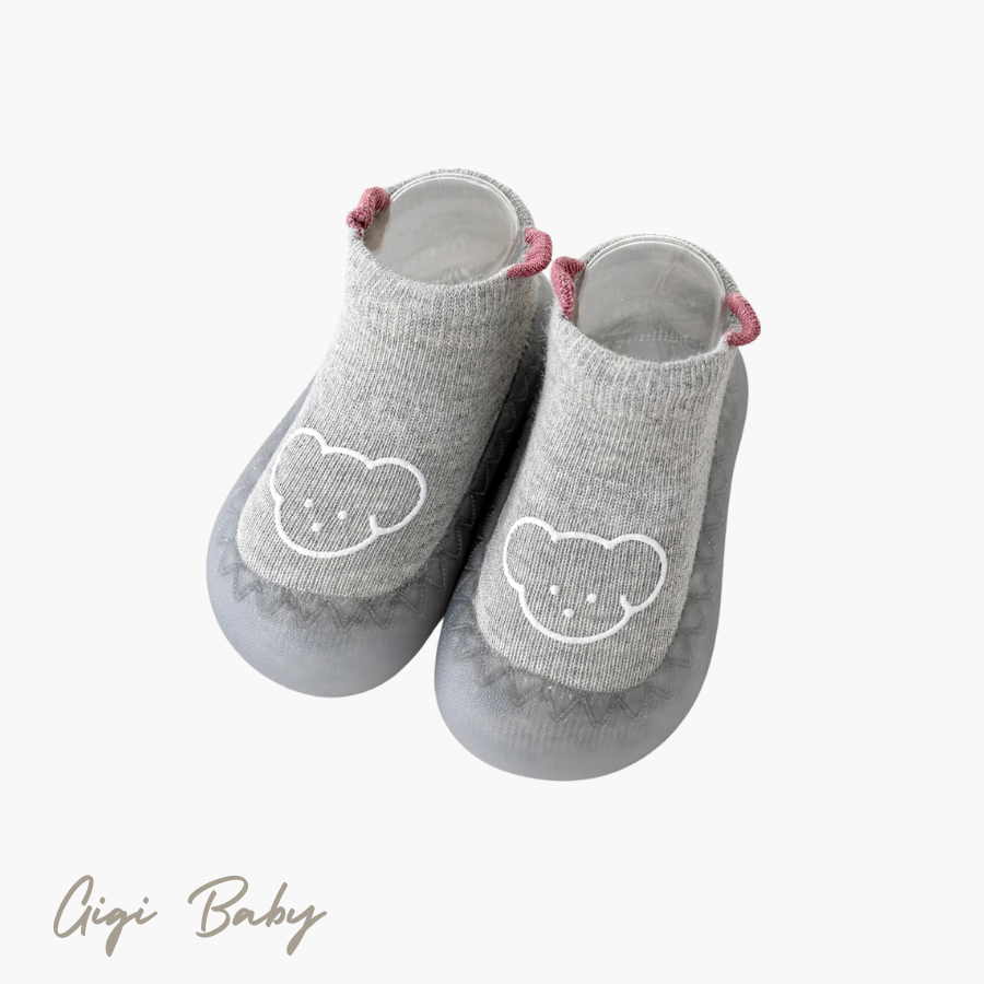 Anti slip warme slofjes met beertjes