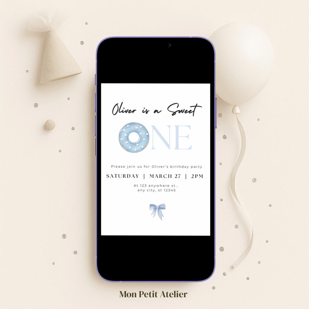 Sweet One blauw | uitnodiging