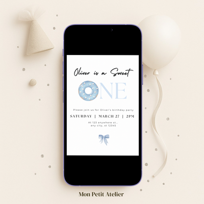 Sweet One blauw | uitnodiging