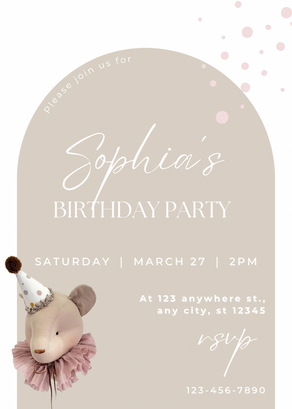 Beige feestbeer | uitnodiging