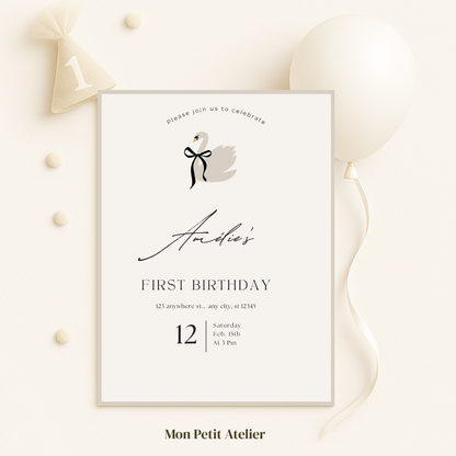 Zwaan met strikje | uitnodiging