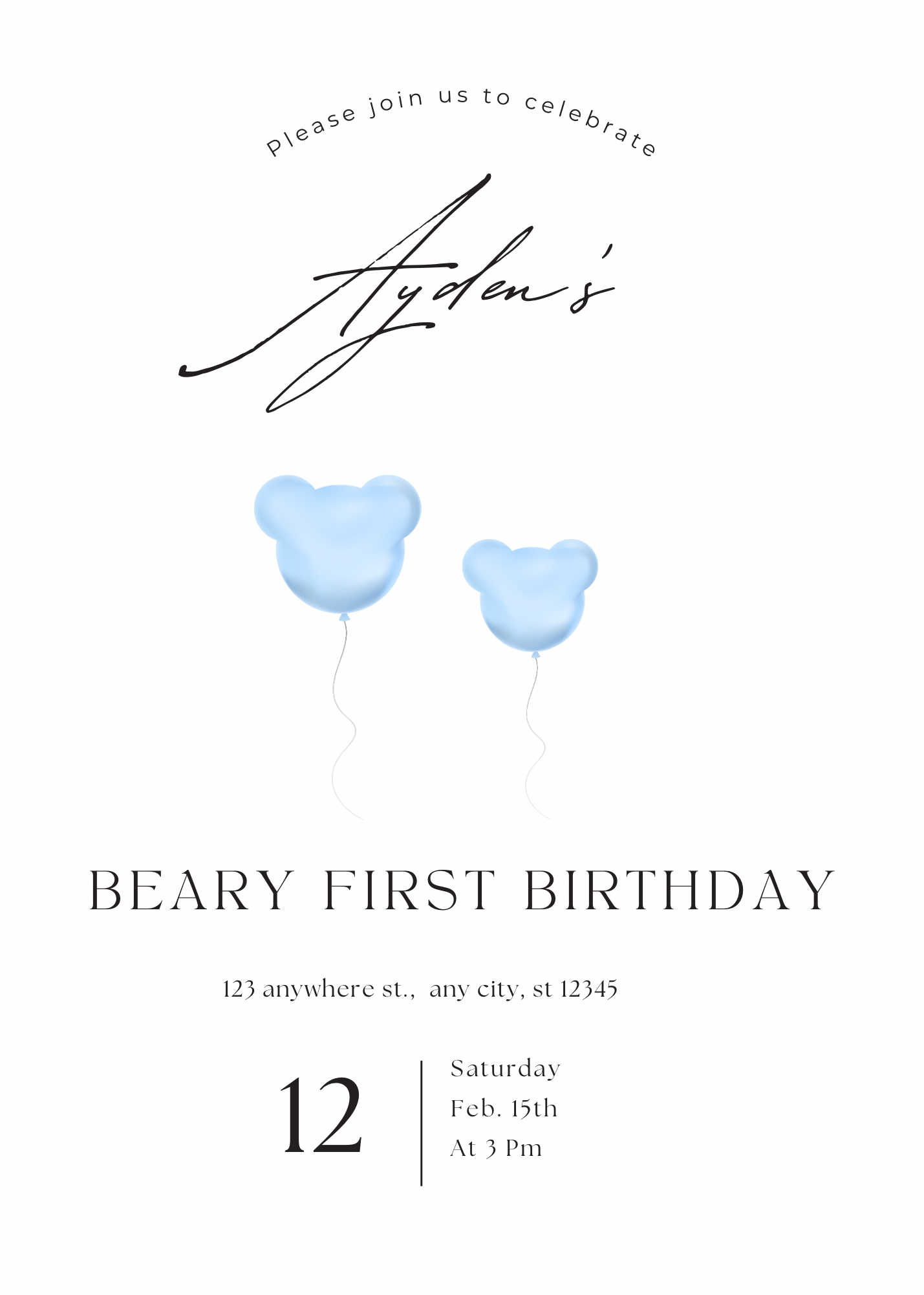 Beary First Bday  | uitnodiging