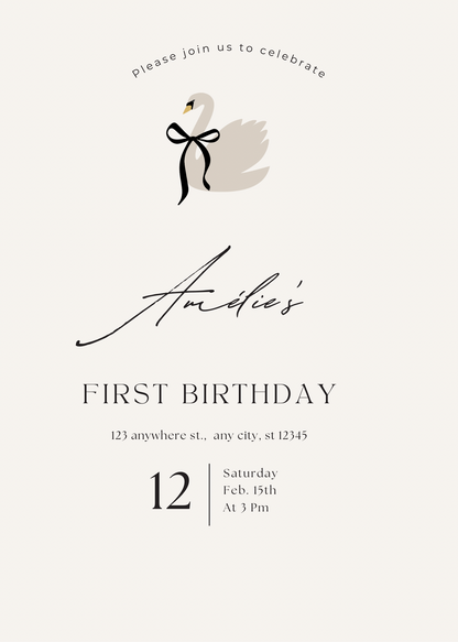 Zwaan met strikje | uitnodiging