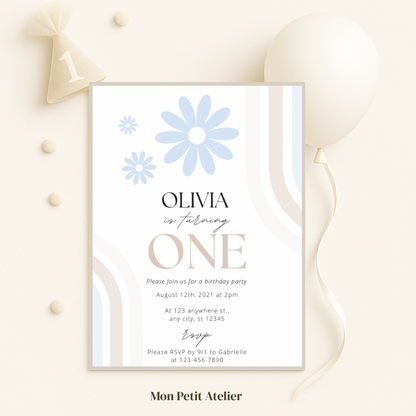 Daisy flower blue | uitnodiging