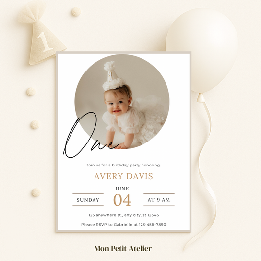 First Birthday picture | uitnodiging
