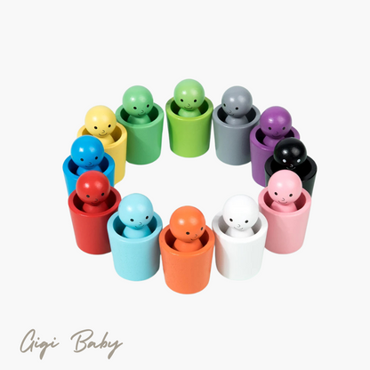 Kleuren poppetjes set van hout
