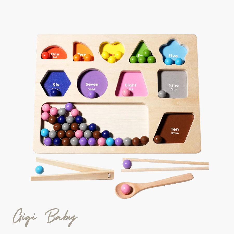 Kleuren en tellen montessori bord
