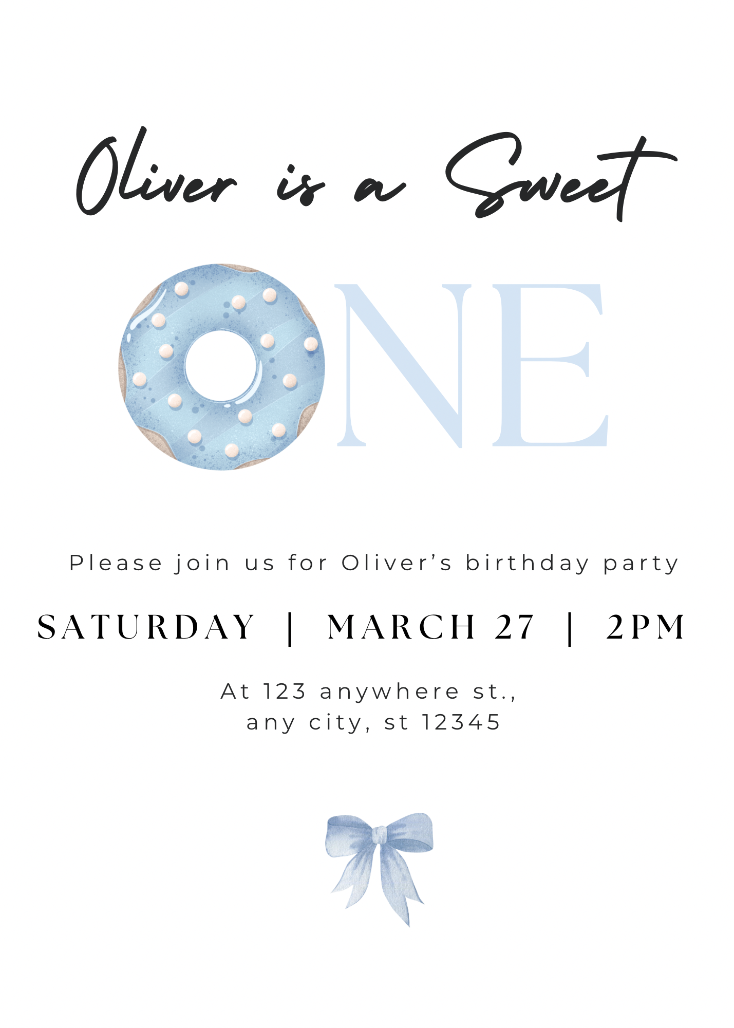 Sweet One blauw | uitnodiging