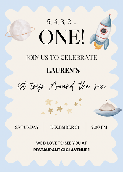 1st trip around the sun | uitnodiging