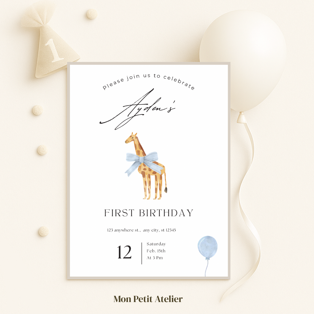 Girafje met strik | uitnodiging