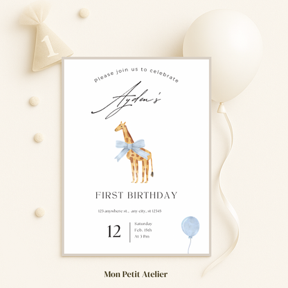 Girafje met strik | uitnodiging